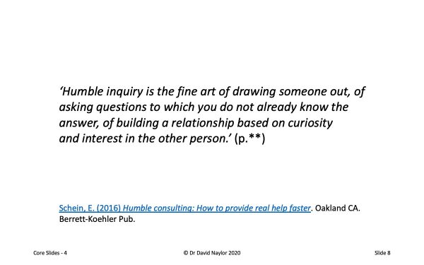 quote from Schein - humble consulting